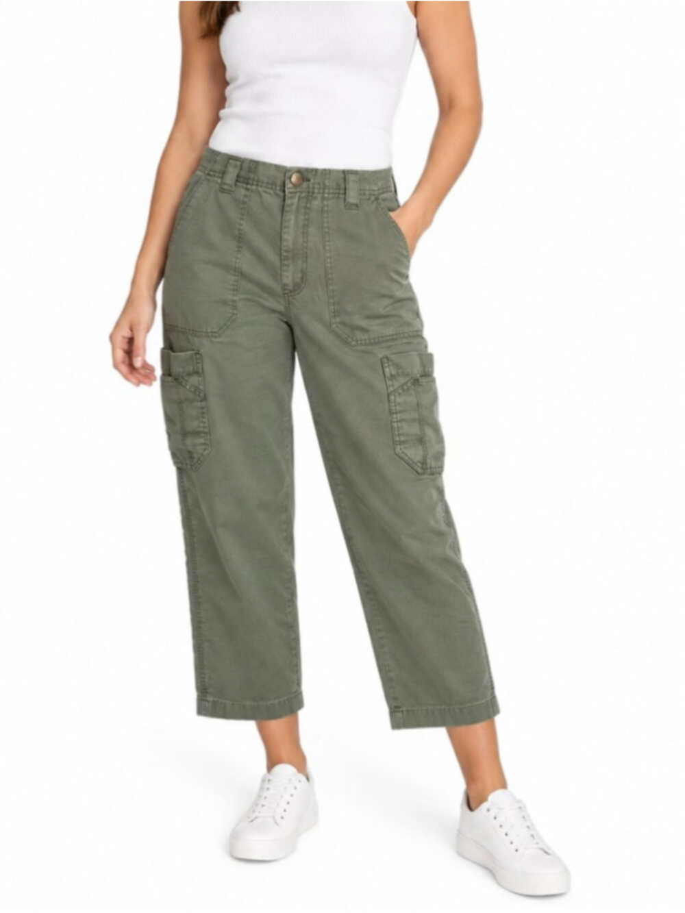 CARHARTT Ripstop Multi-Cargo 25.5" Scrub Pants Olive Green XS Utility Wide Leg